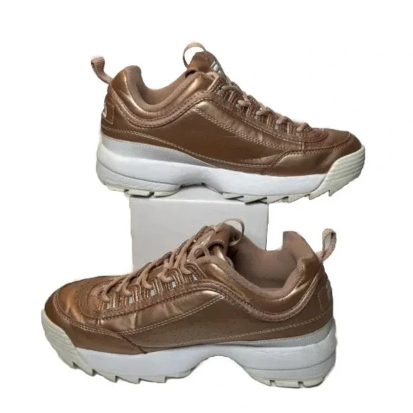 Fila Disruptor II Premium Rose Gold Chunky Trainers US 9.5 UK 7 5FM00040-063 - Picture 2 of 14
